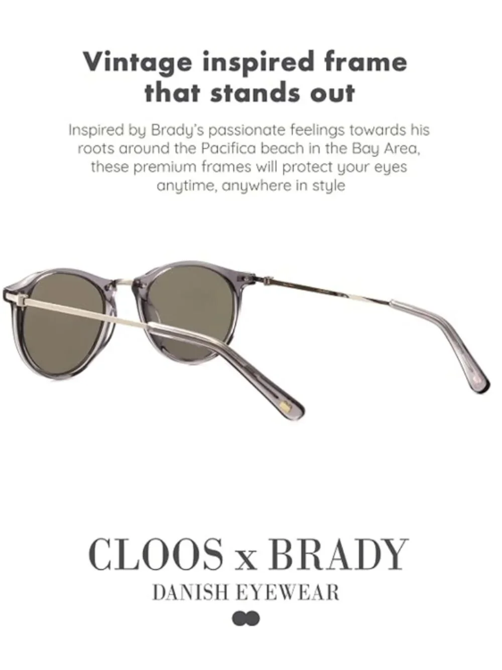 Christopher Cloos x Brady Pacifica Polarized Sunglasses Grey Tonic